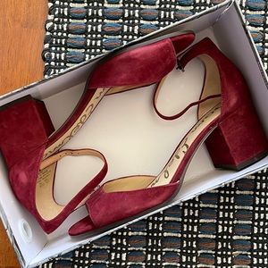 Sam Edelman 2.5” block wine suede heels